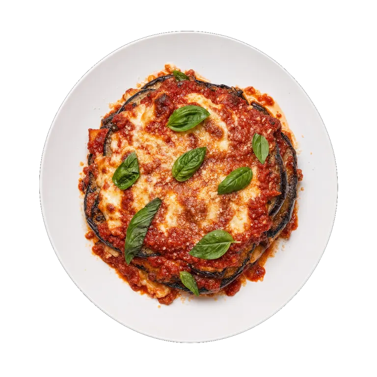 Aubergine Parmigiana, ready to serve