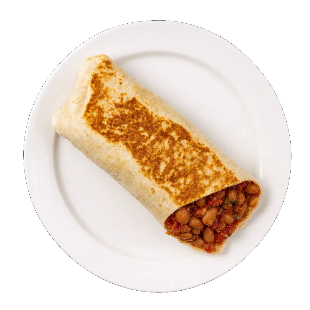 Bean Burrito, plated