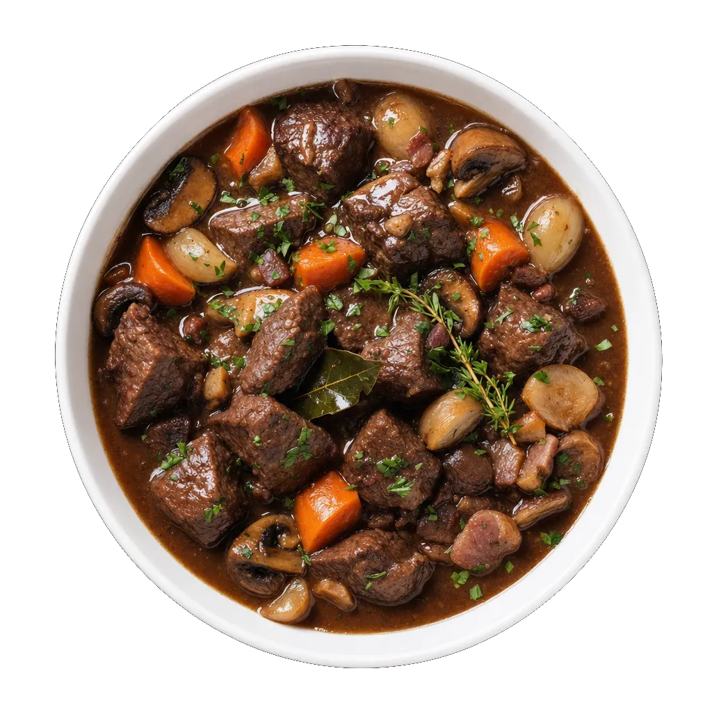 Beef Bourguignon, plated