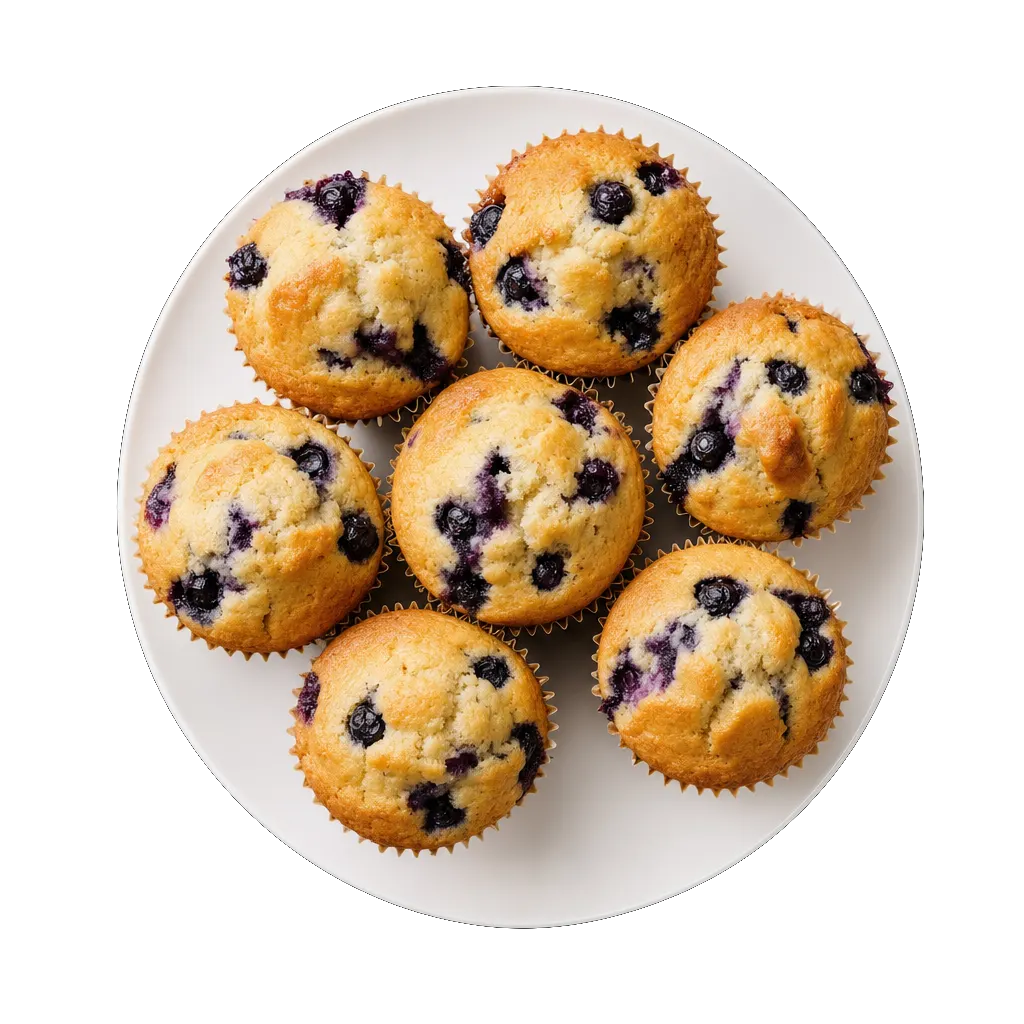 Blueberry Muffins, plated