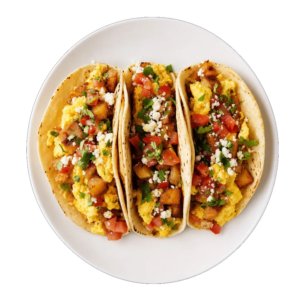 Breakfast Tacos, plated