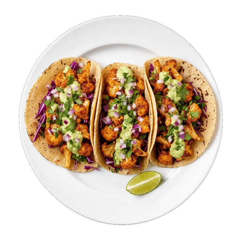 Cauliflower Tacos, ready to serve
