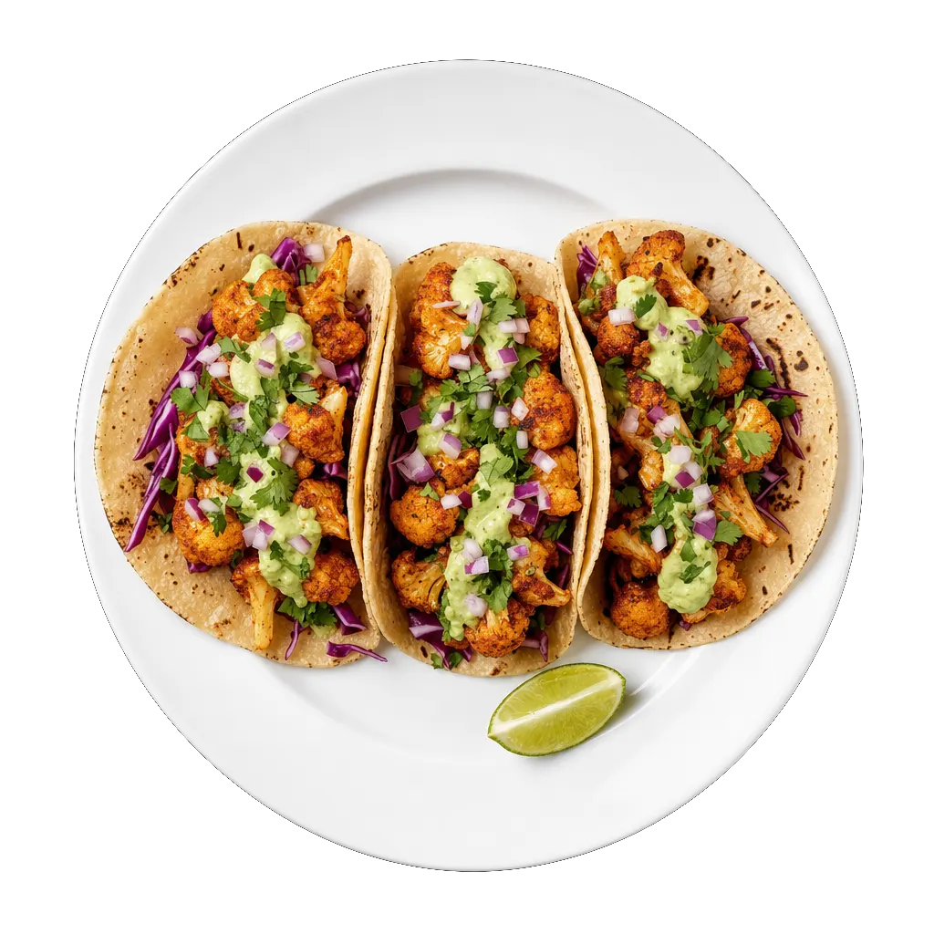 Cauliflower Tacos, plated