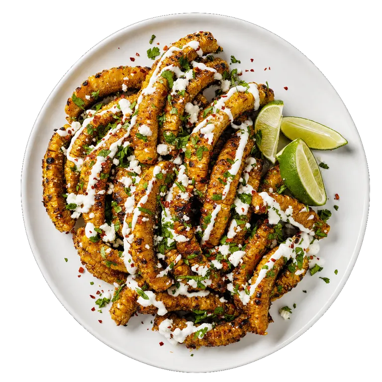 Charred Corn Ribs, ready to serve
