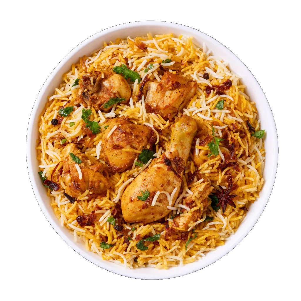 Chicken Biryani, plated