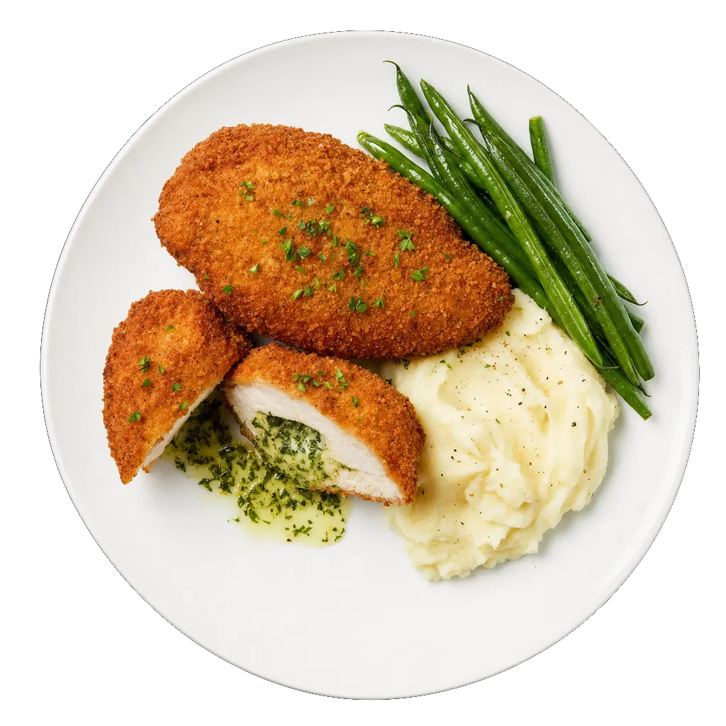 Chicken Kiev, plated