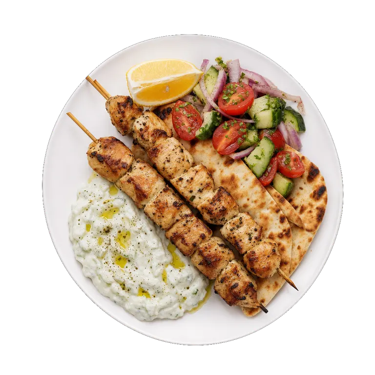 Chicken Souvlaki, ready to serve