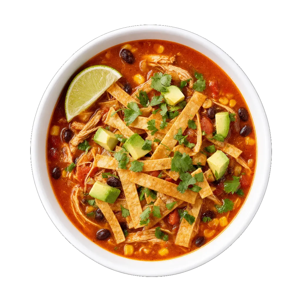 Chicken Tortilla Soup, plated