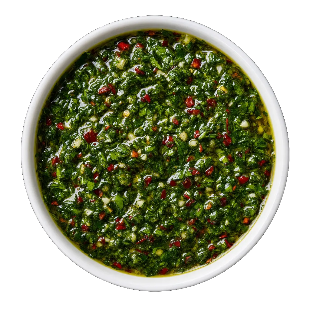 Chimichurri, plated