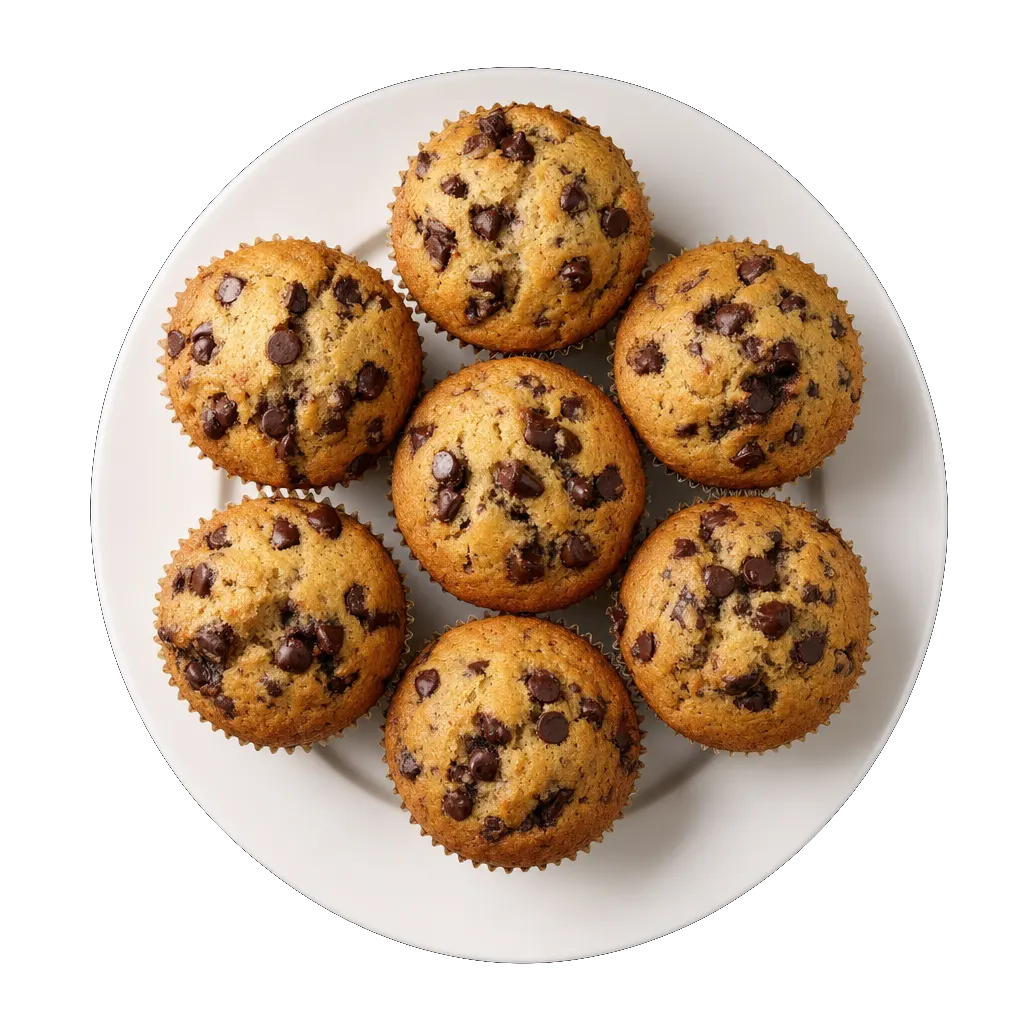 Chocolate Chip Muffins, plated