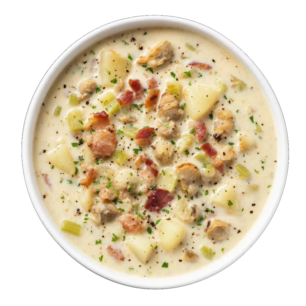 Clam Chowder, plated