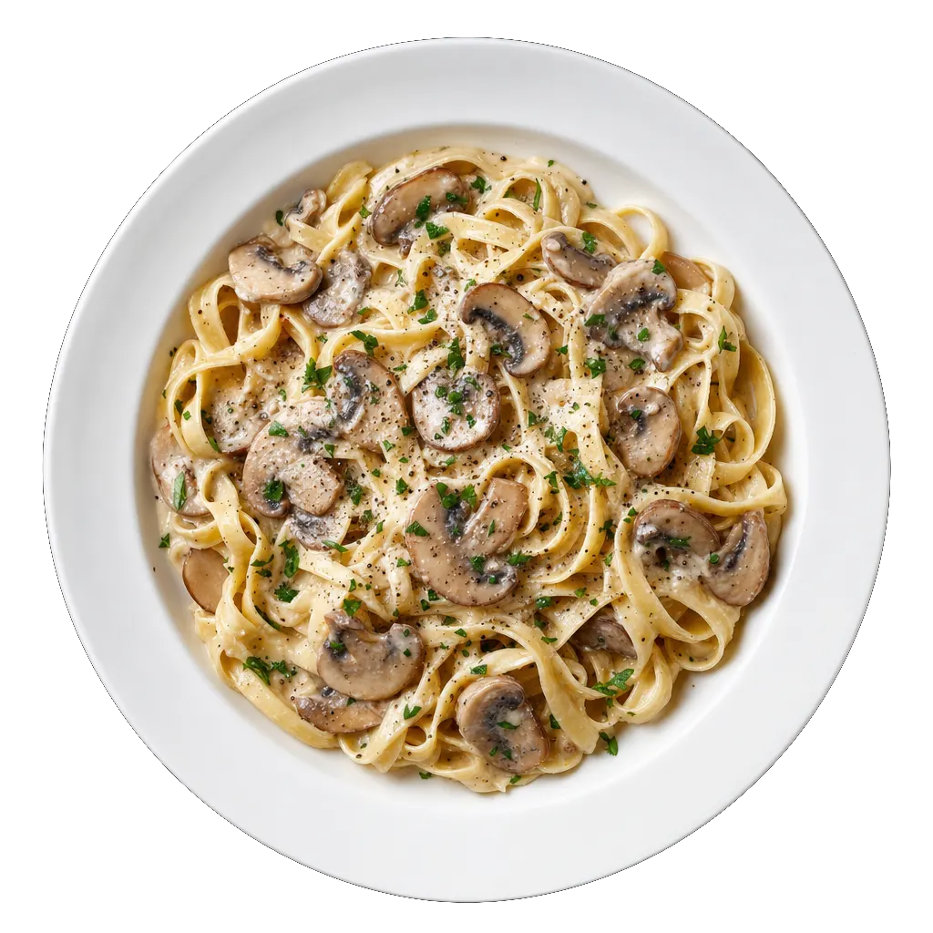 Creamy Mushroom Pasta, plated