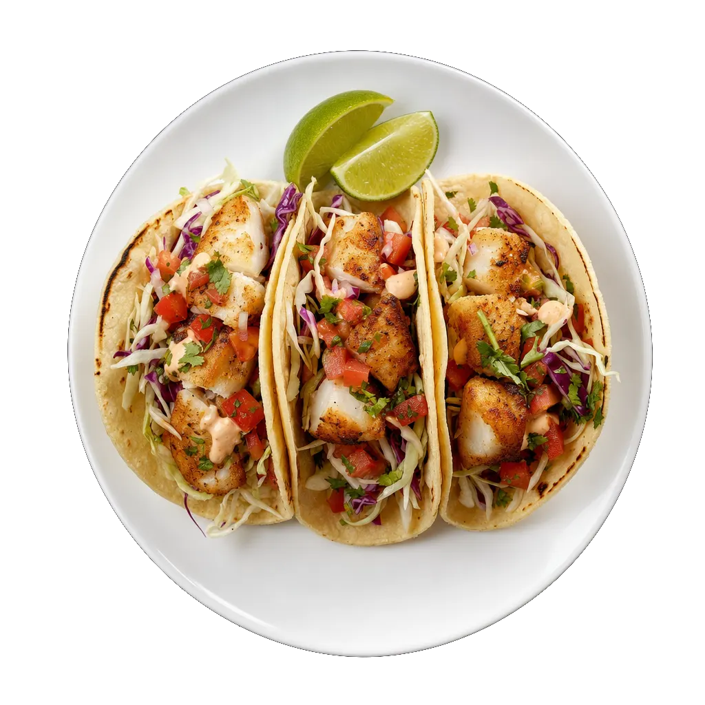 Fish Tacos, plated
