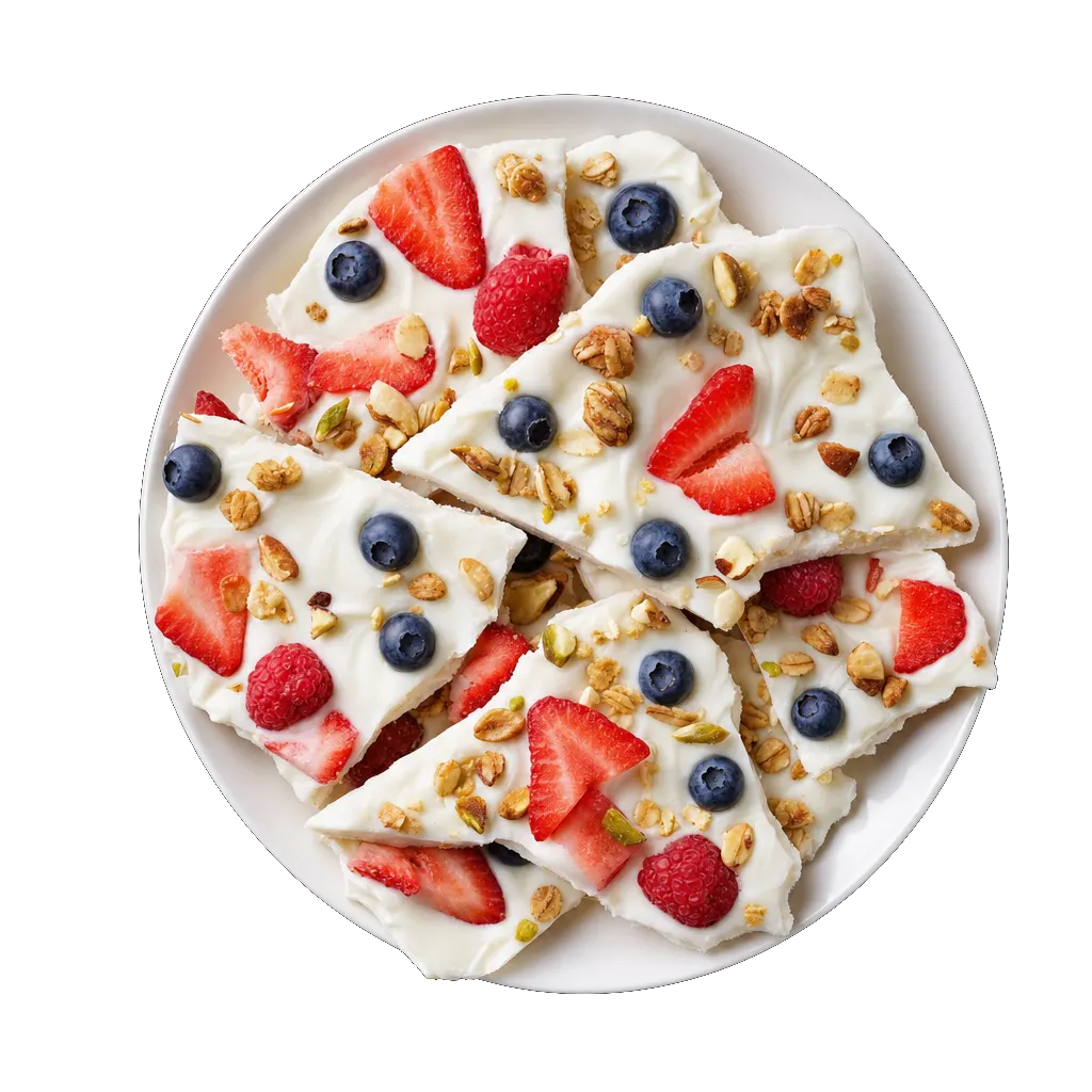 Frozen Yogurt Bark, plated