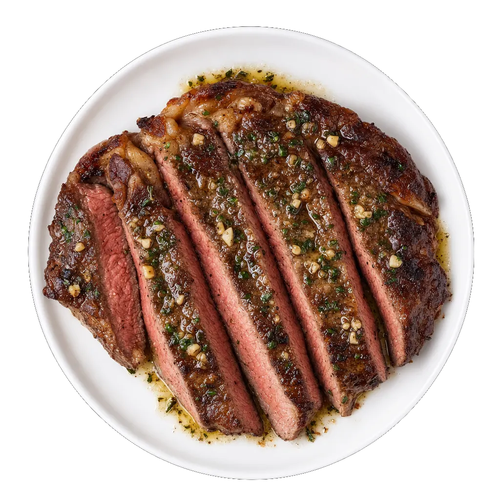 Garlic Butter Ribeye, plated