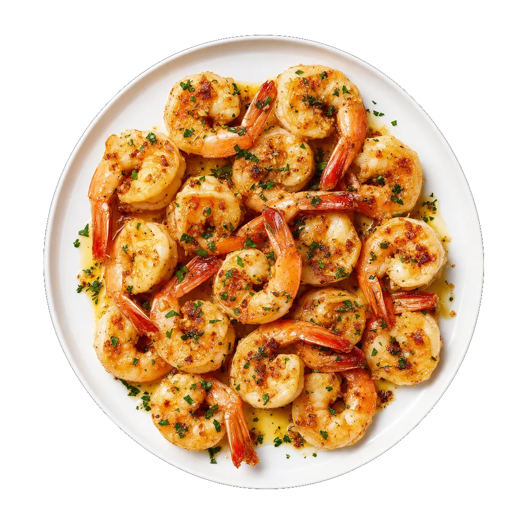 Garlic Butter Shrimp, plated