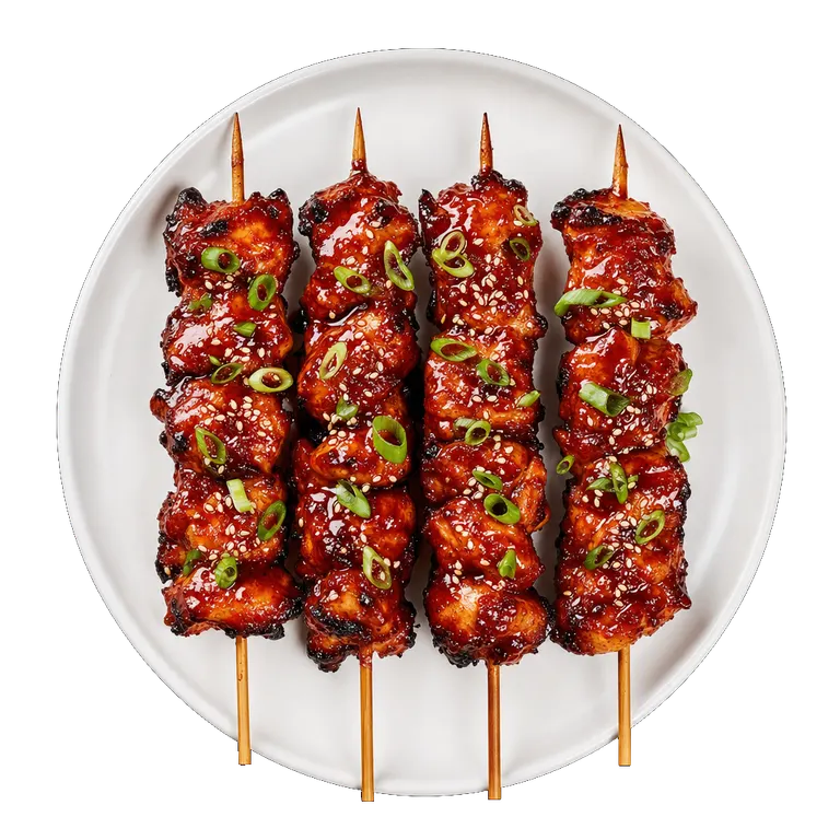 Gochujang Chicken Skewers, ready to serve