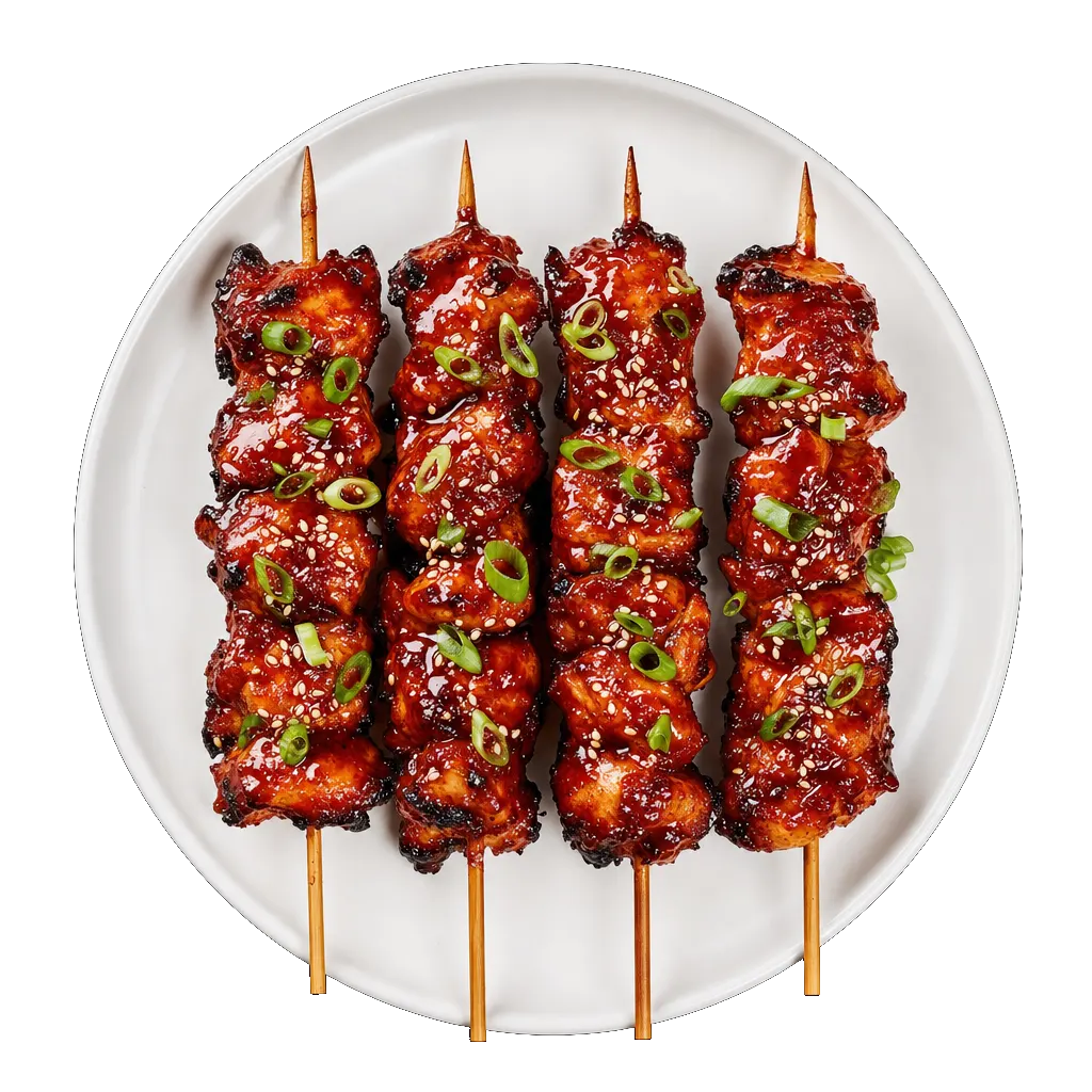 Gochujang Chicken Skewers, plated