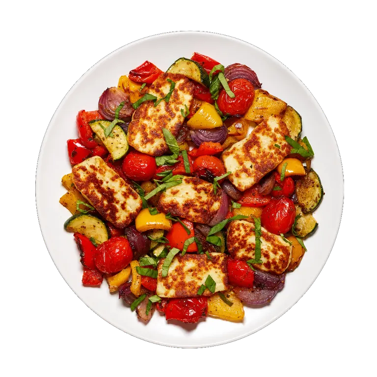 Halloumi Traybake, ready to serve