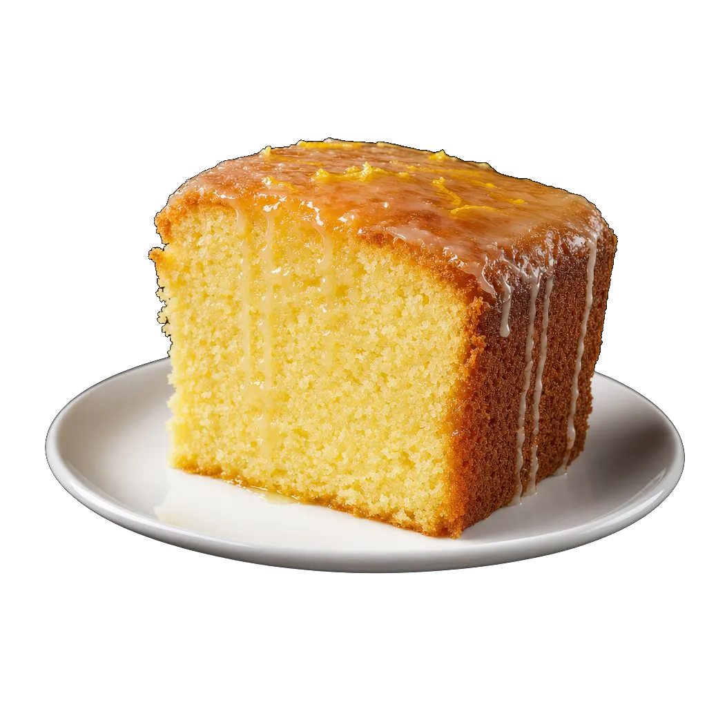 Lemon Drizzle Cake, plated