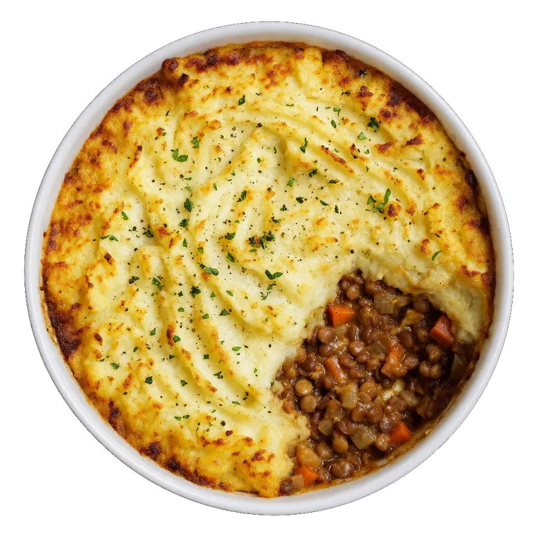 Lentil Shepherds Pie, ready to serve