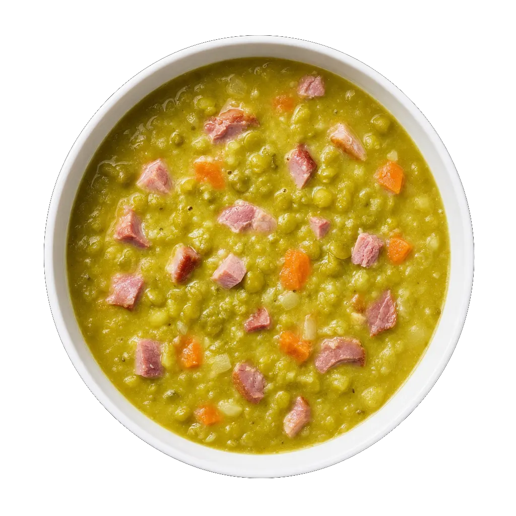 Pea and Ham Soup, plated