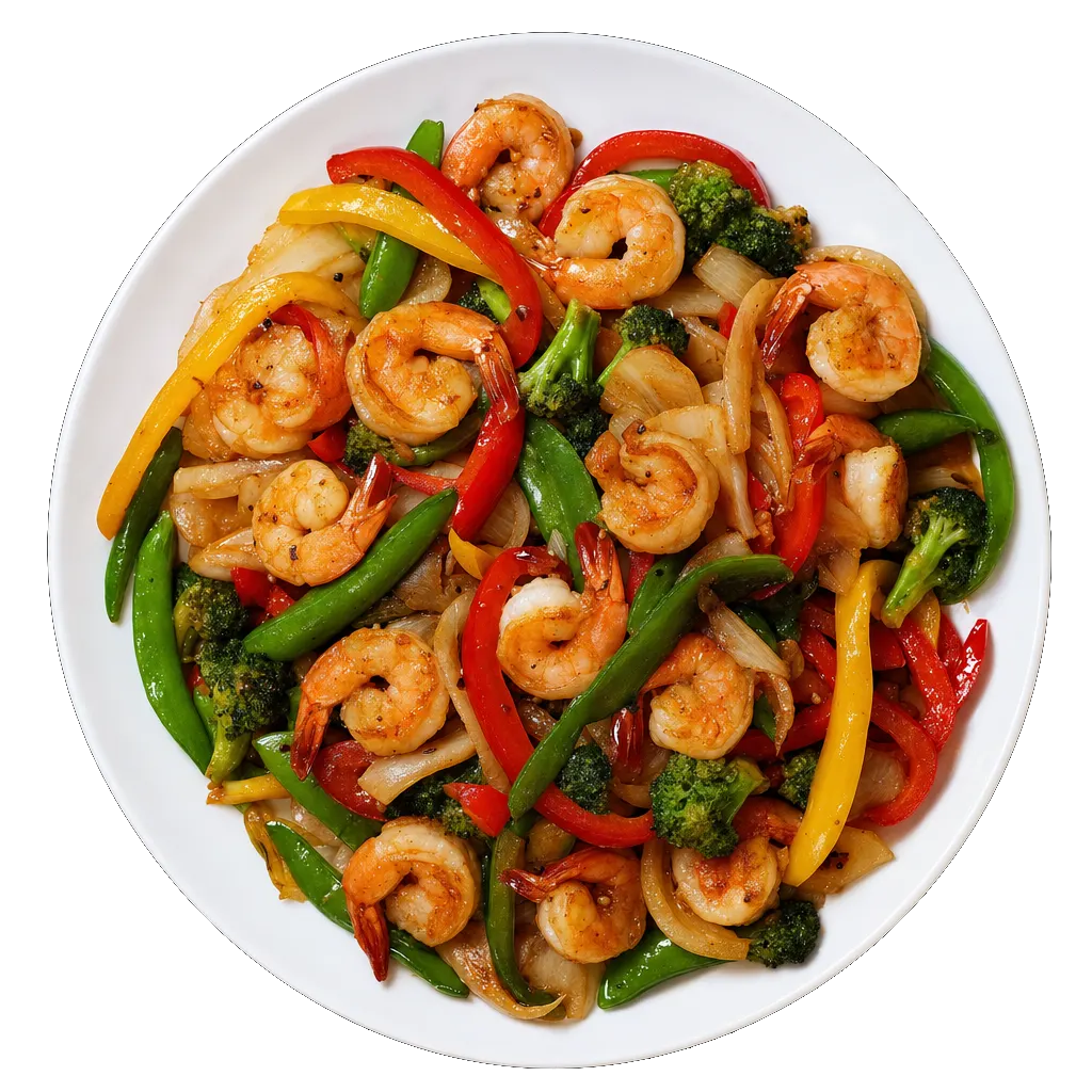 Prawn Stir Fry, plated