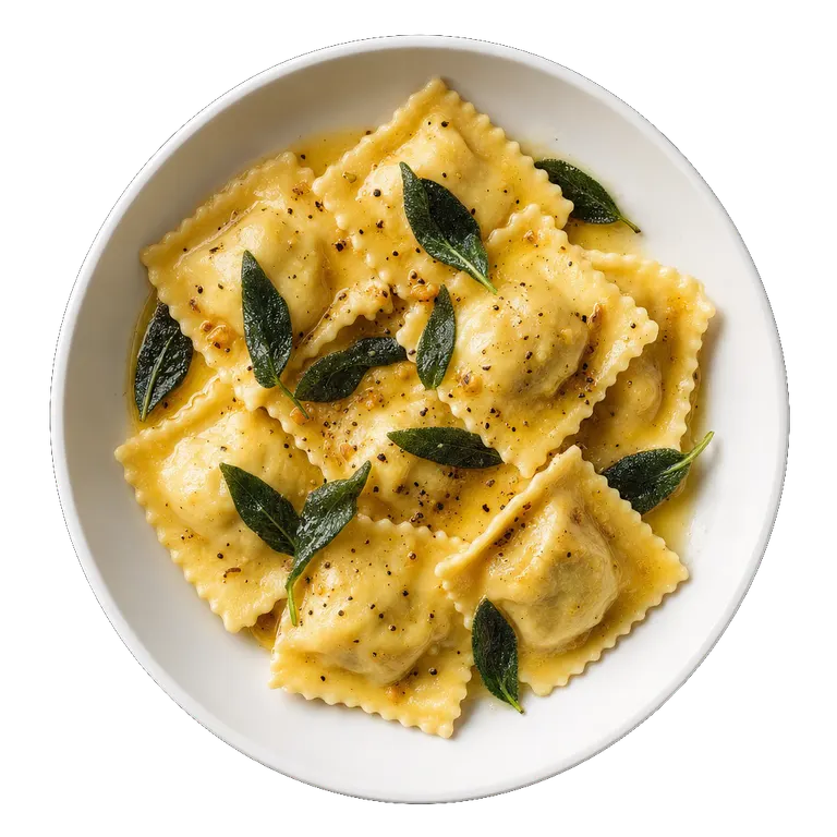 Ravioli with Sage Butter, ready to serve