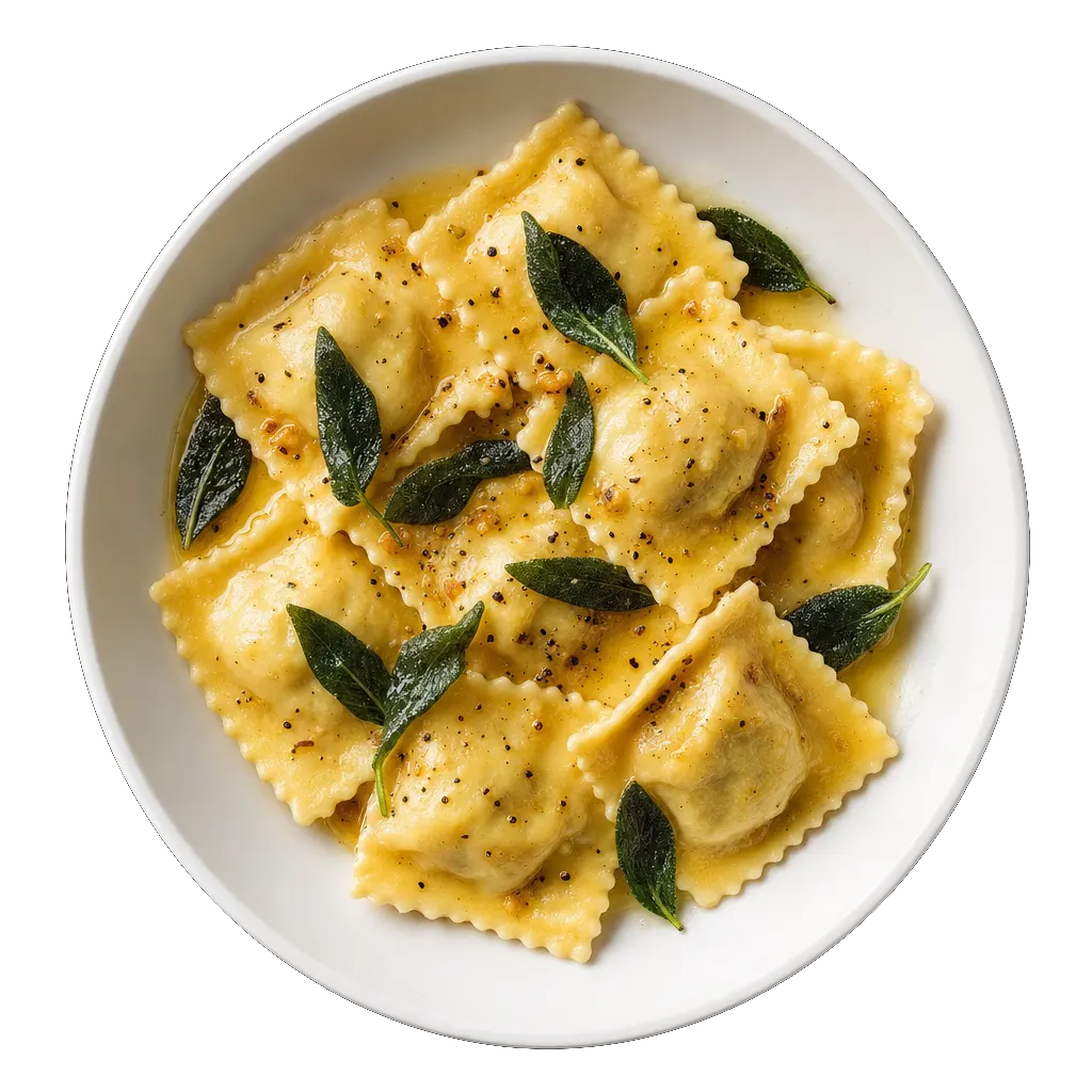 Ravioli with Sage Butter, plated