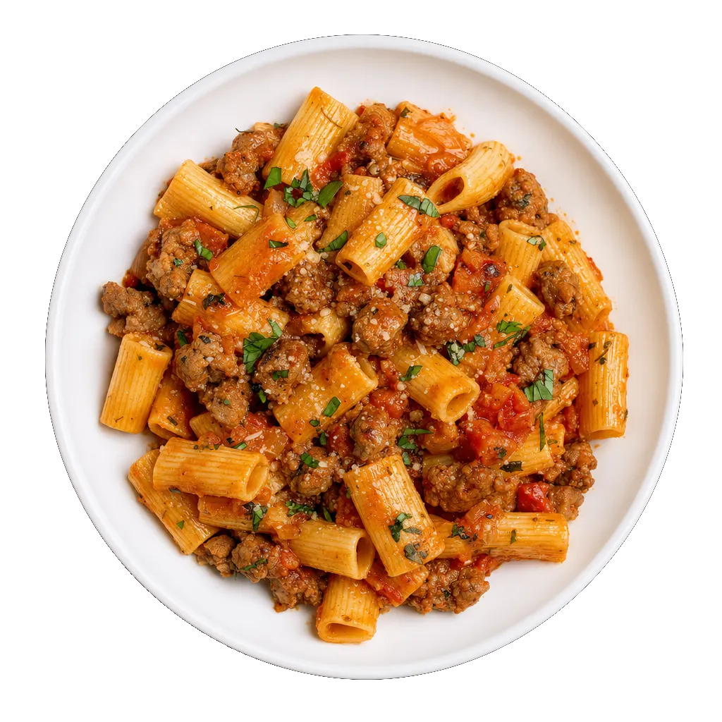 Sausage Rigatoni, plated