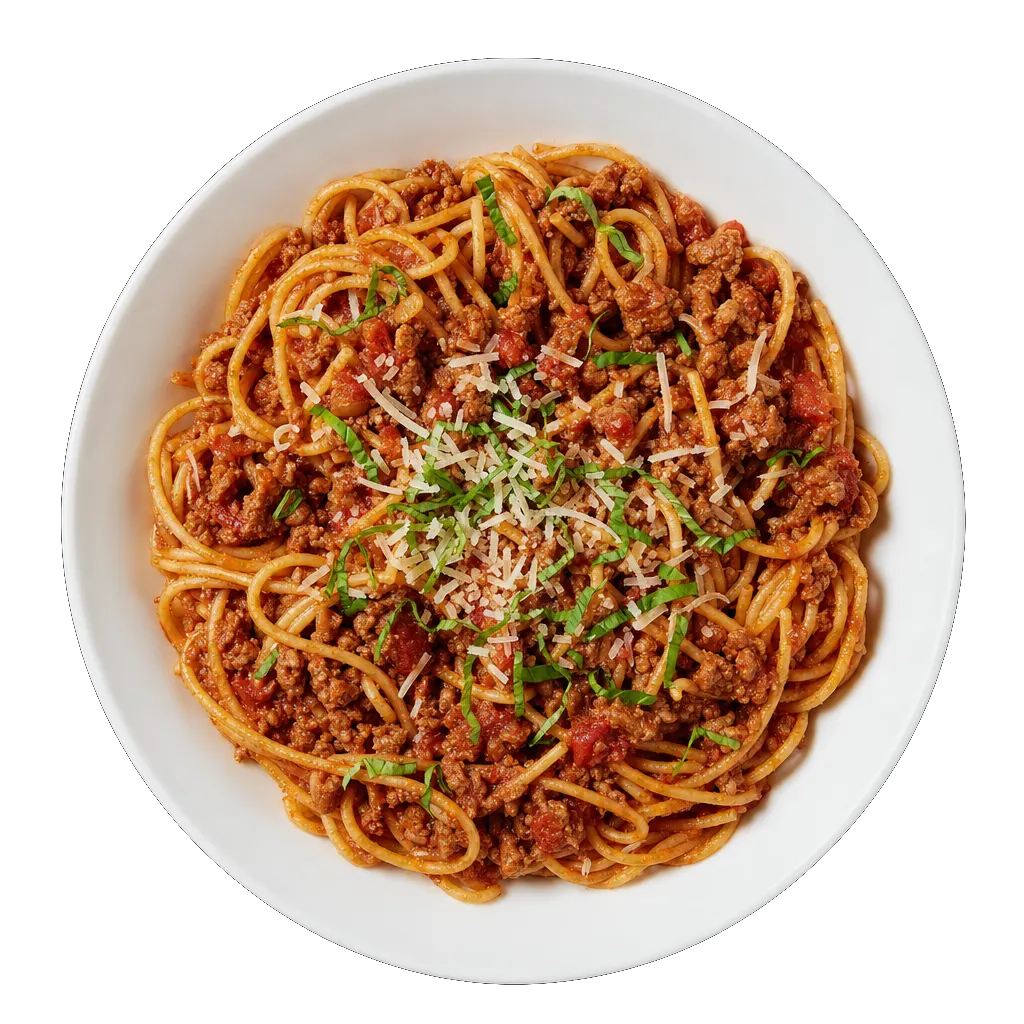 Spaghetti Bolognese, plated