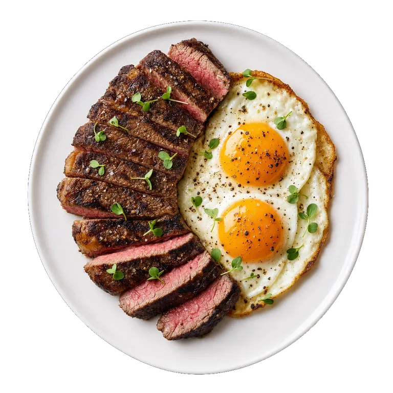 Steak and Eggs, ready to serve