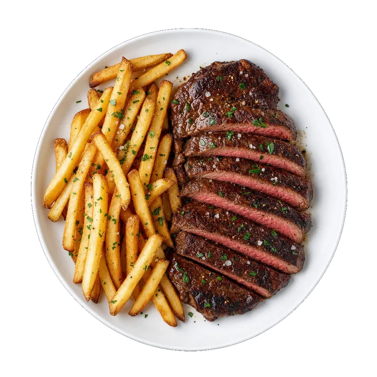 Steak Frites, ready to serve