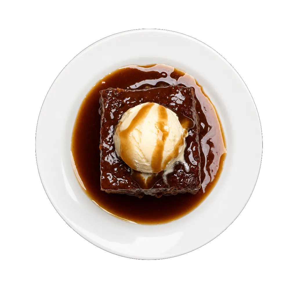 Sticky Toffee Pudding, plated
