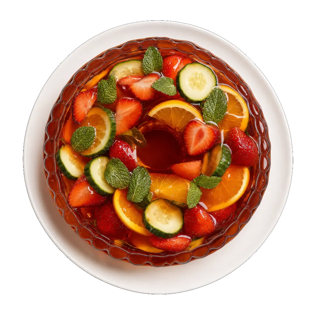 Strawberry Pimm's Jelly, plated