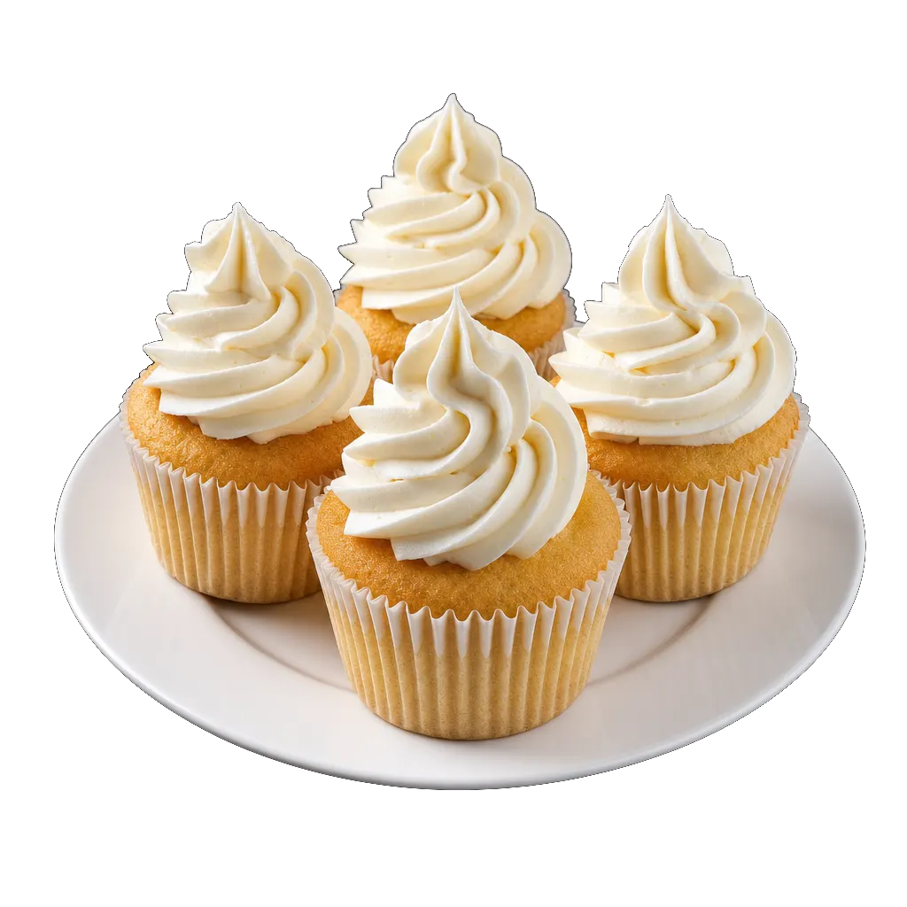 Vanilla Cupcakes, plated