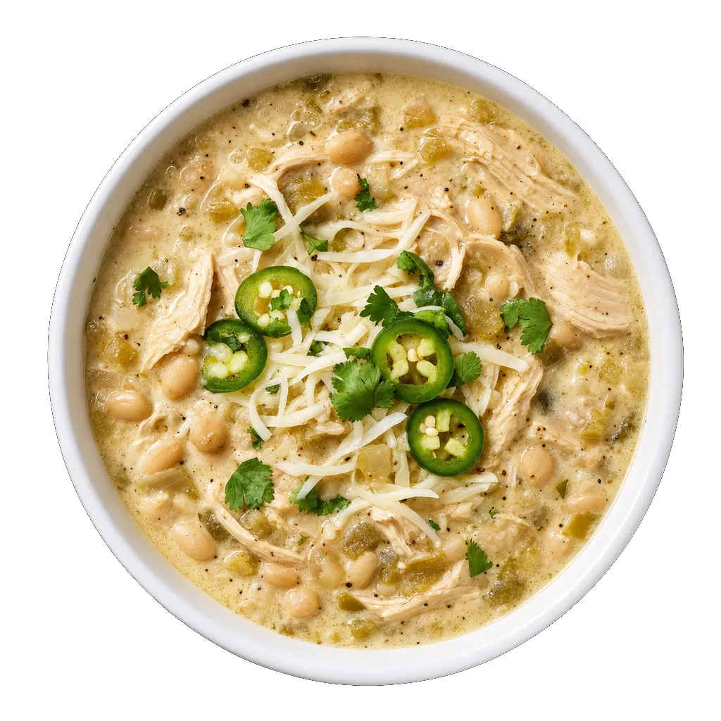 White Chicken Chili, plated